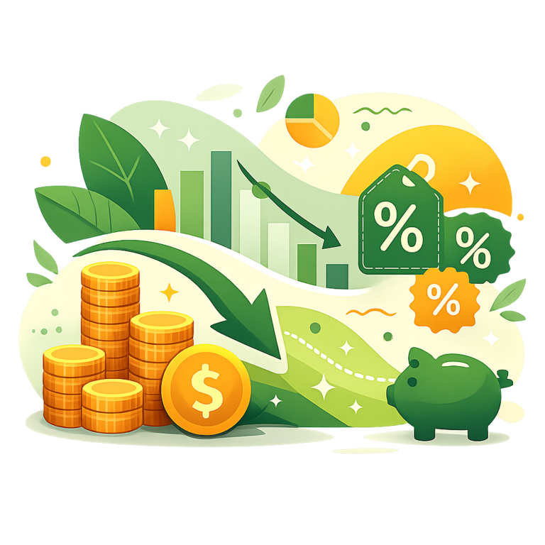 금전 절감과 할인 관련 추상 그래픽 아이콘 이미지