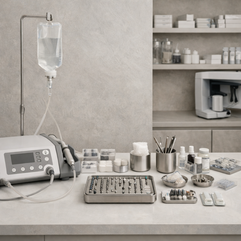 치과 임플란트 장비와 재료 정리된 공간 이미지