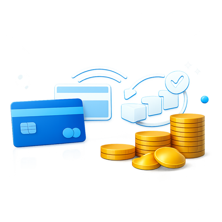 카드 할인과 무이자 할부를 상징하는 추상 아이콘 이미지