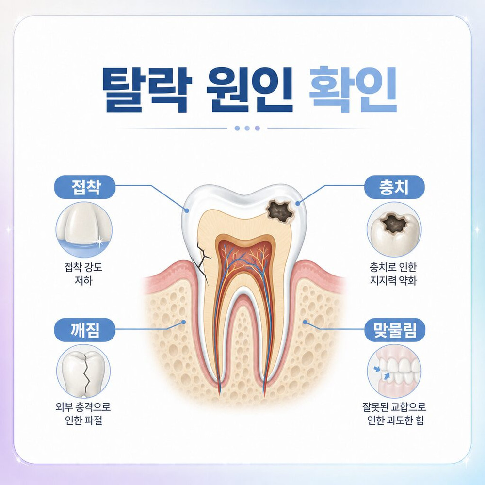 원업치과 내원 전 떨어진 보철물 보관 식사 제한 임시 대처 방법 주의사항